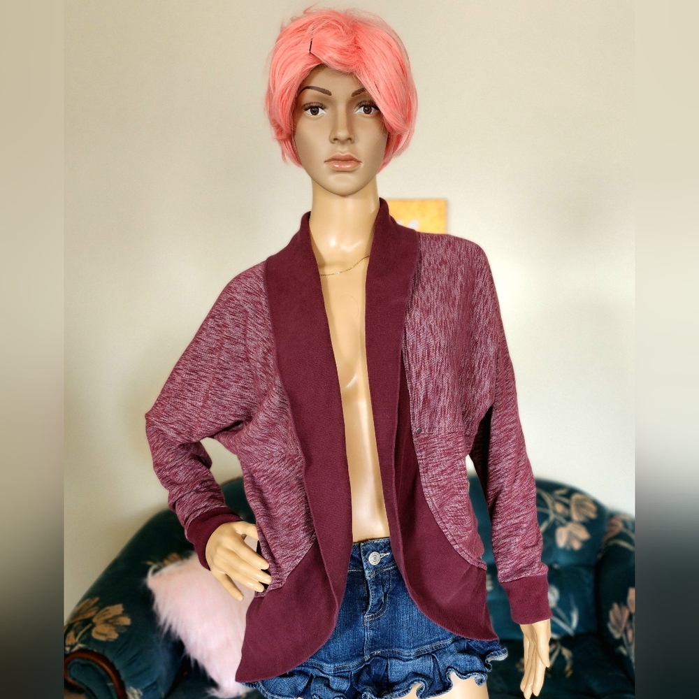 Wine Red Cardigan with Chic Stud Embellishments